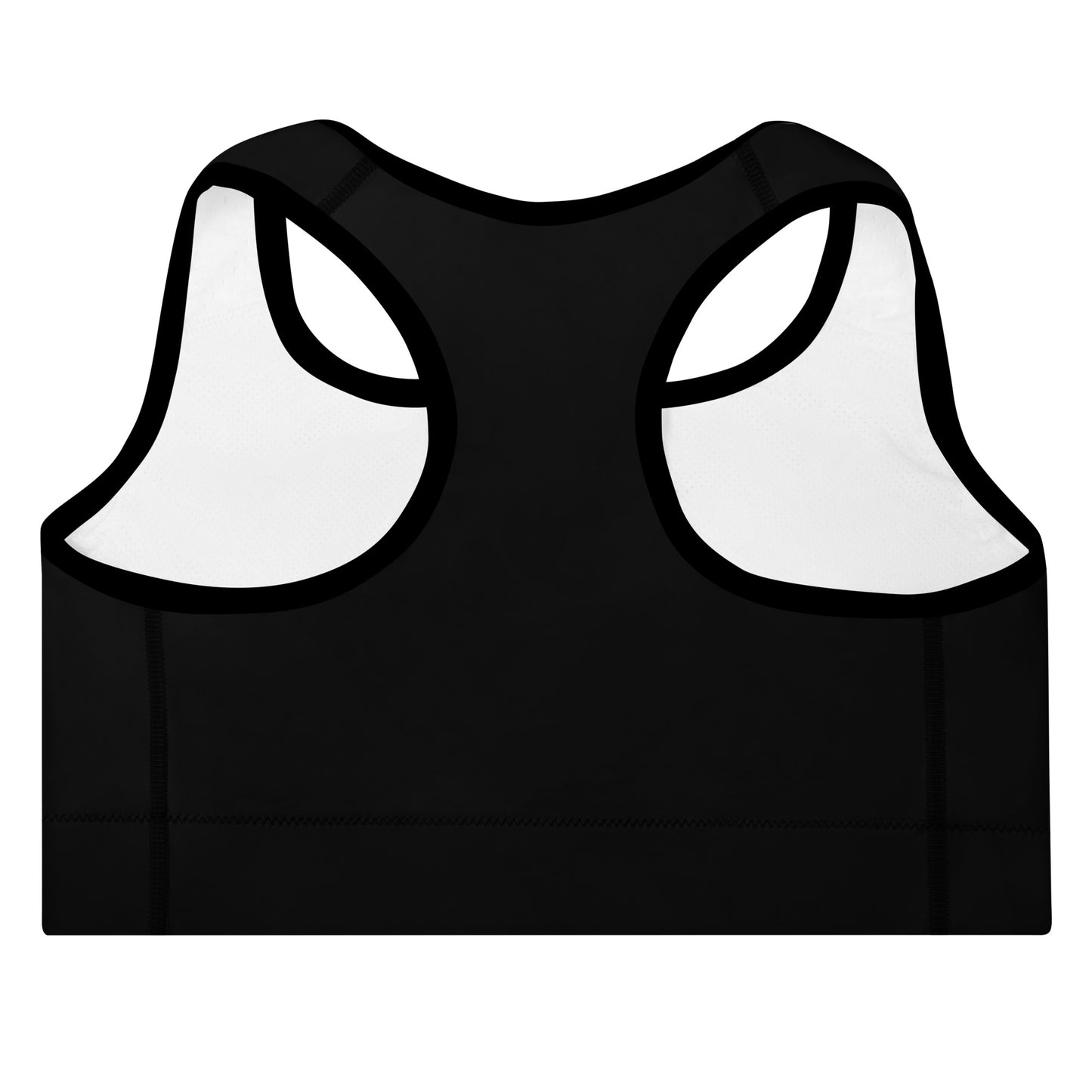 a women's black sports bra top with white straps