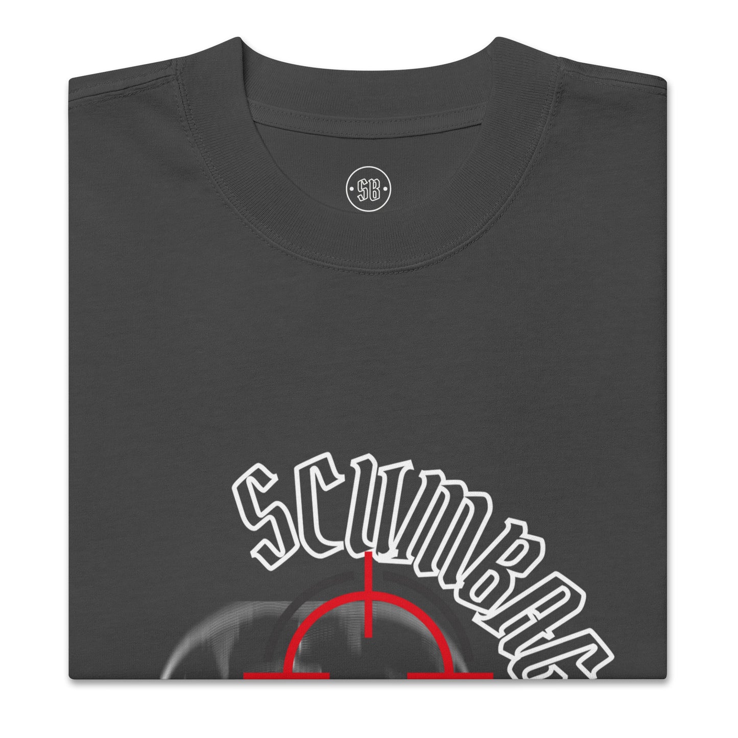 a black t - shirt with the words scumbag on it