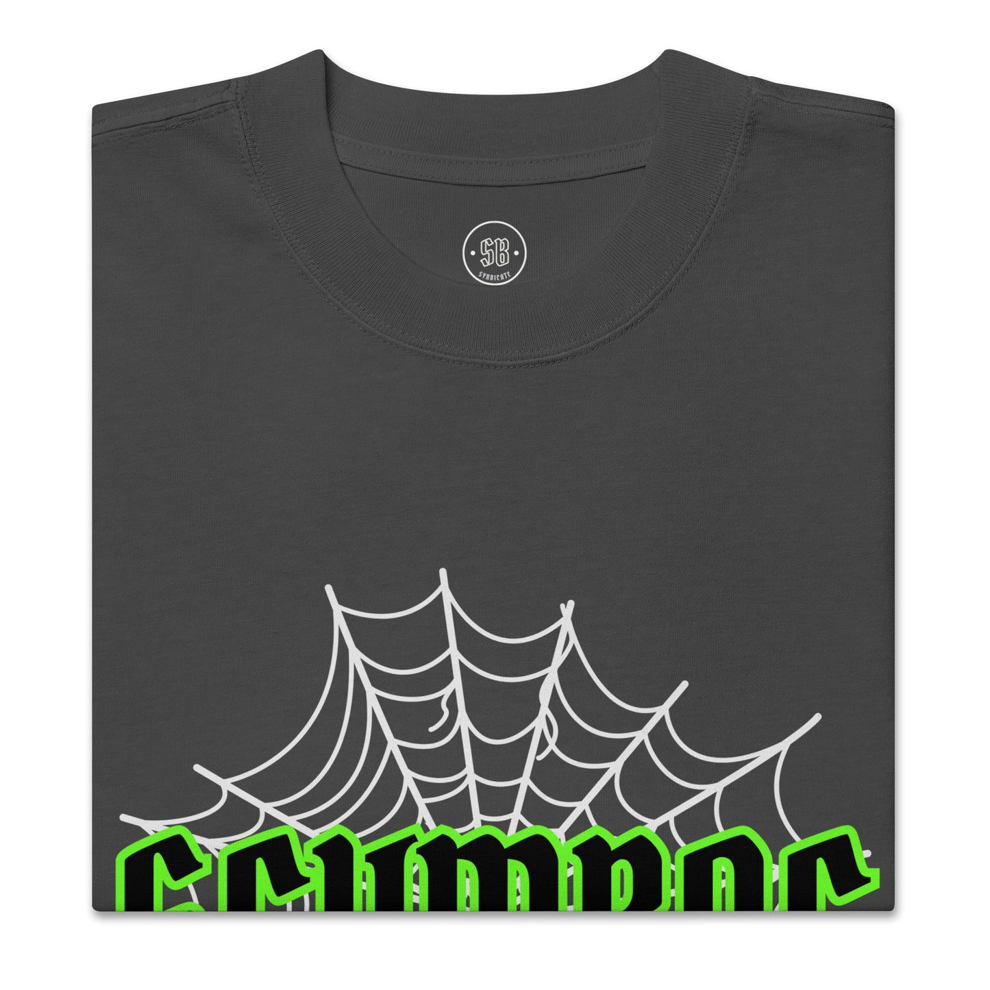 a black t - shirt with a spider web on it