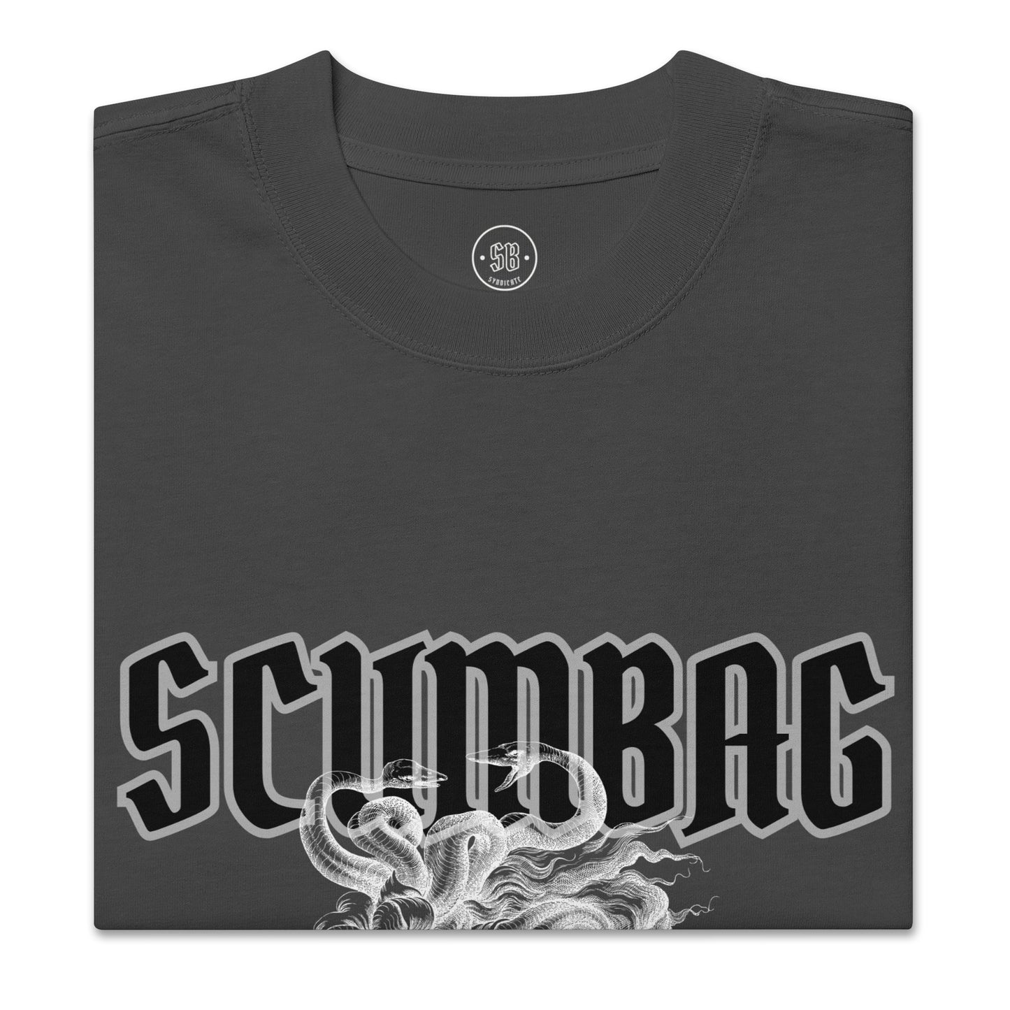 a black shirt with the word scumbag on it