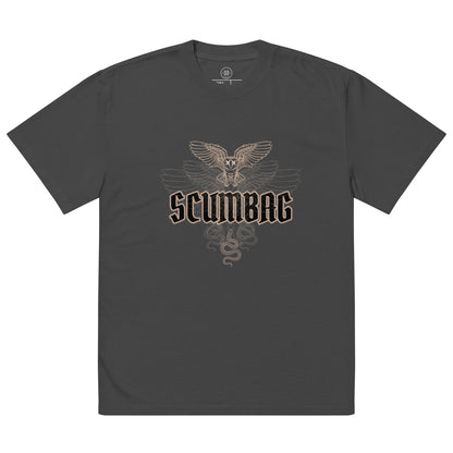 a gray t - shirt with the word scumbag on it