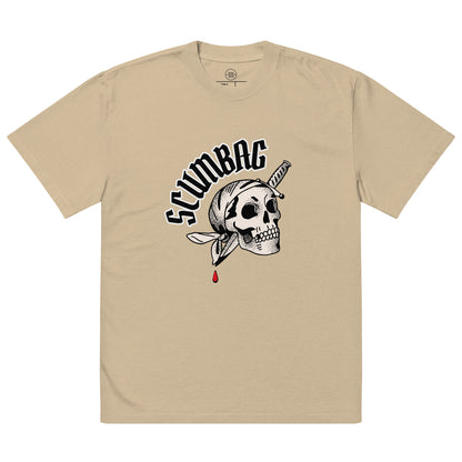 a t - shirt with a skull and a knife on it