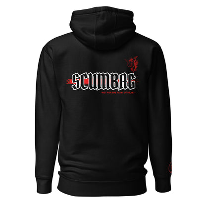 a black hoodie with the word scumbag on it