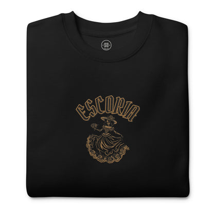 a black tshirt with a gold logo on it