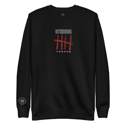 a black sweatshirt with the words scumbag on it