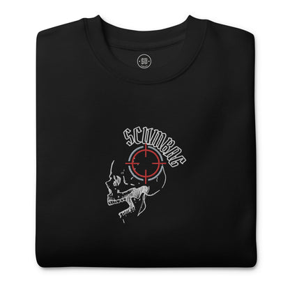 a black t - shirt with a skull and a crosshair on it