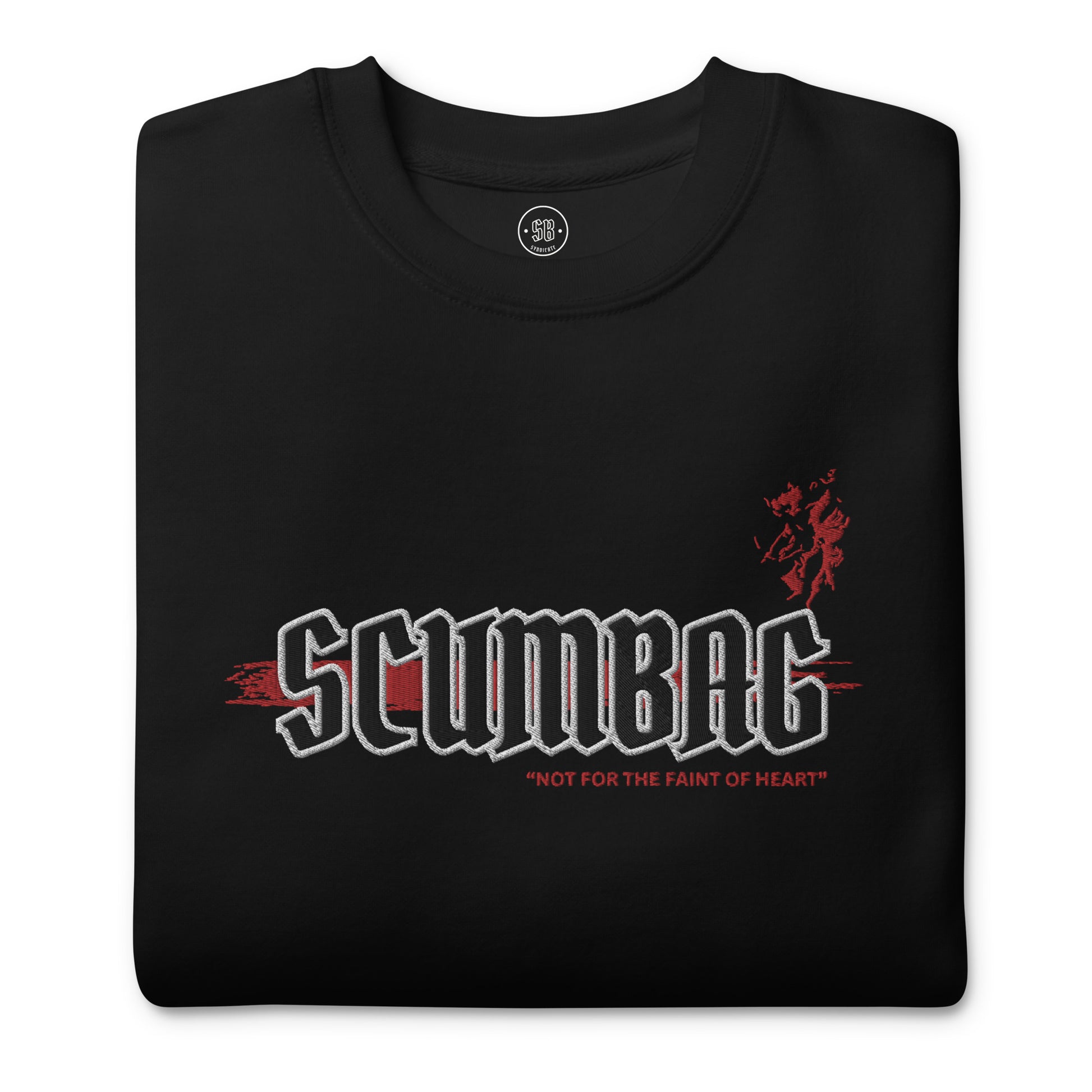 a black t - shirt with the word scumbag on it