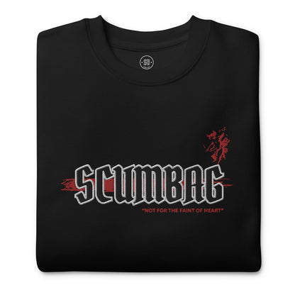 a black t - shirt with the word scumbag on it